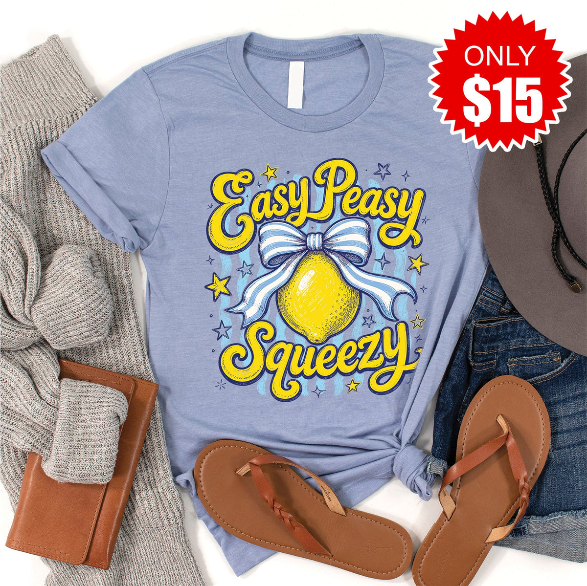 Easy Peasy Tee - Heather Blue - 15 product image 1