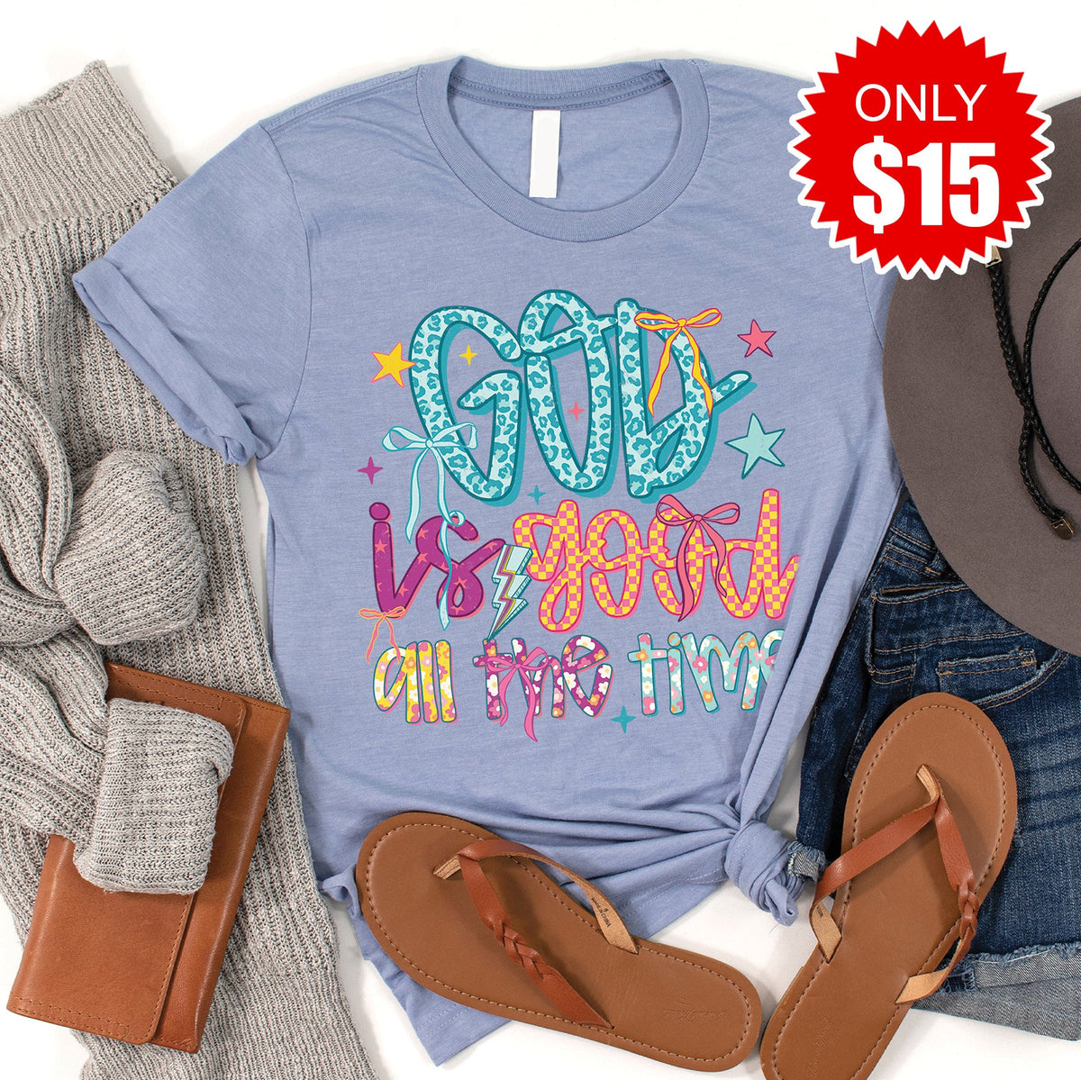 God Is Good Tee - Heather Blue - 15 product image 1