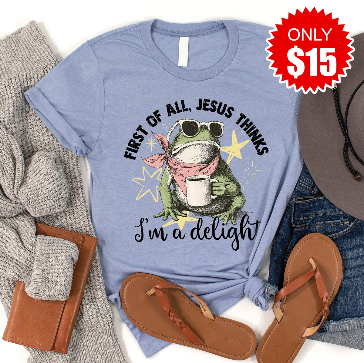 Jesus Thinks I'm a Delight Tee - Heather Blue - 15 product image 1