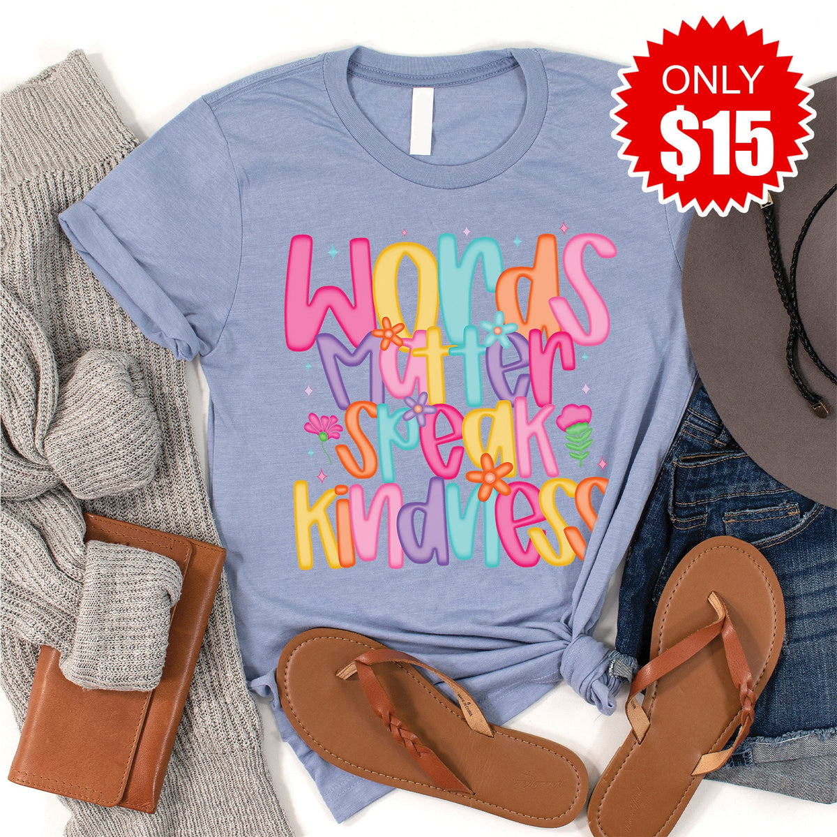 Words Matter Tee - Heather Blue - 15 product image 1