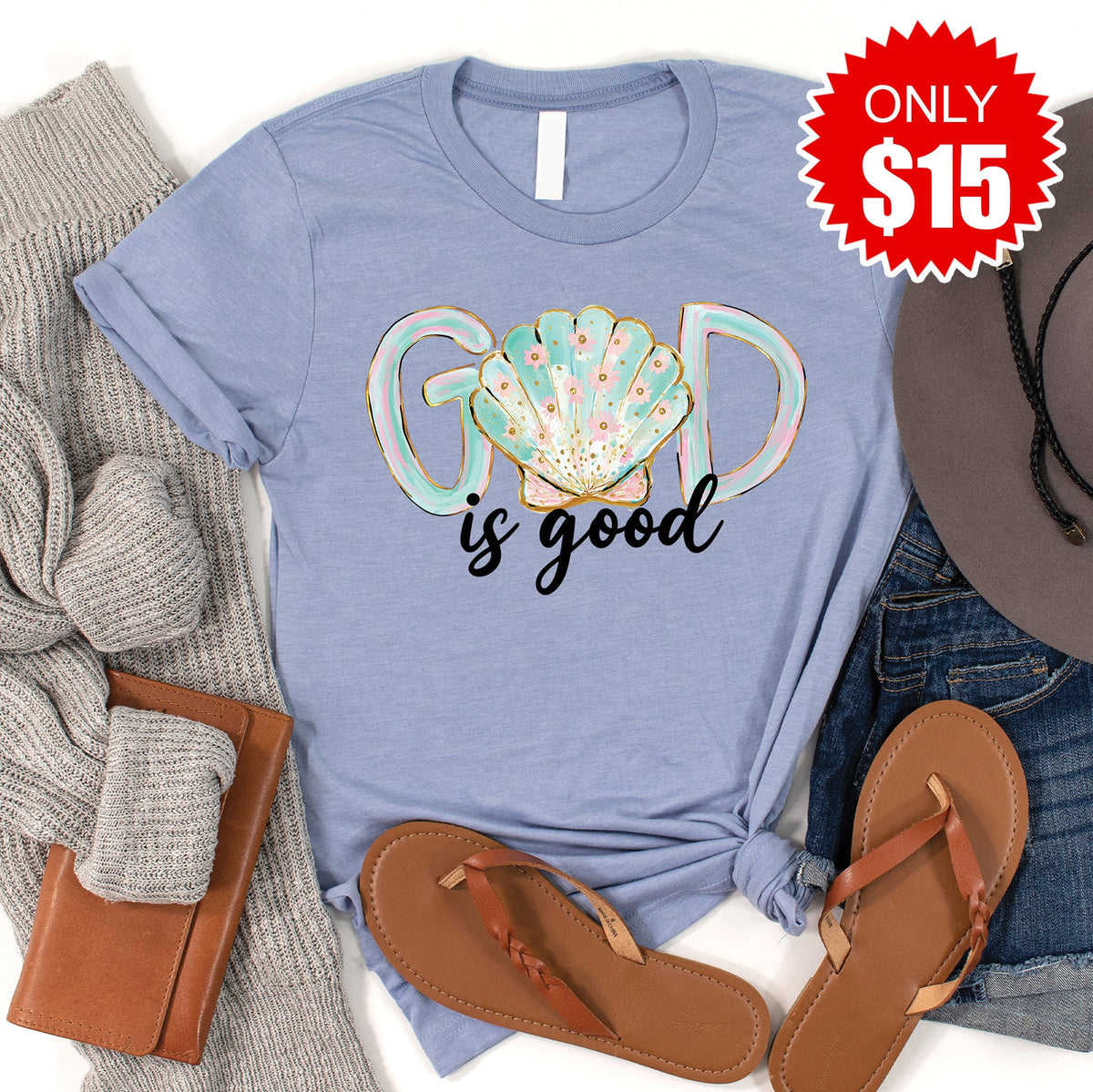 God is Good Tee - Heather Blue - 15 product image 1