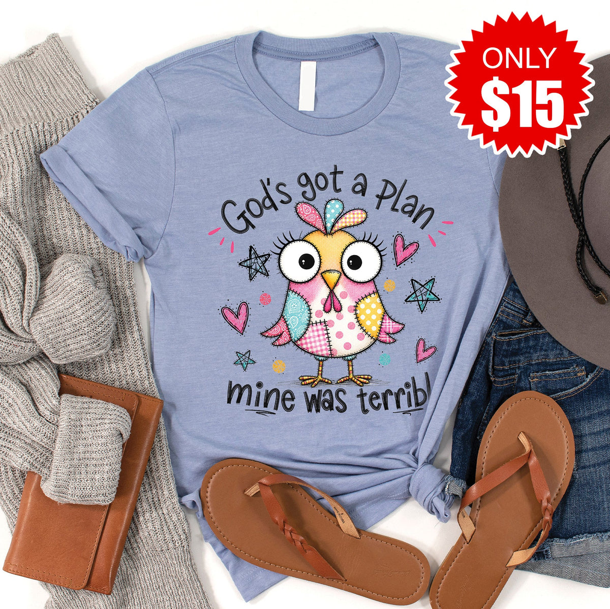 God's Got a Plan Tee - Heather Blue - 15 product image 1