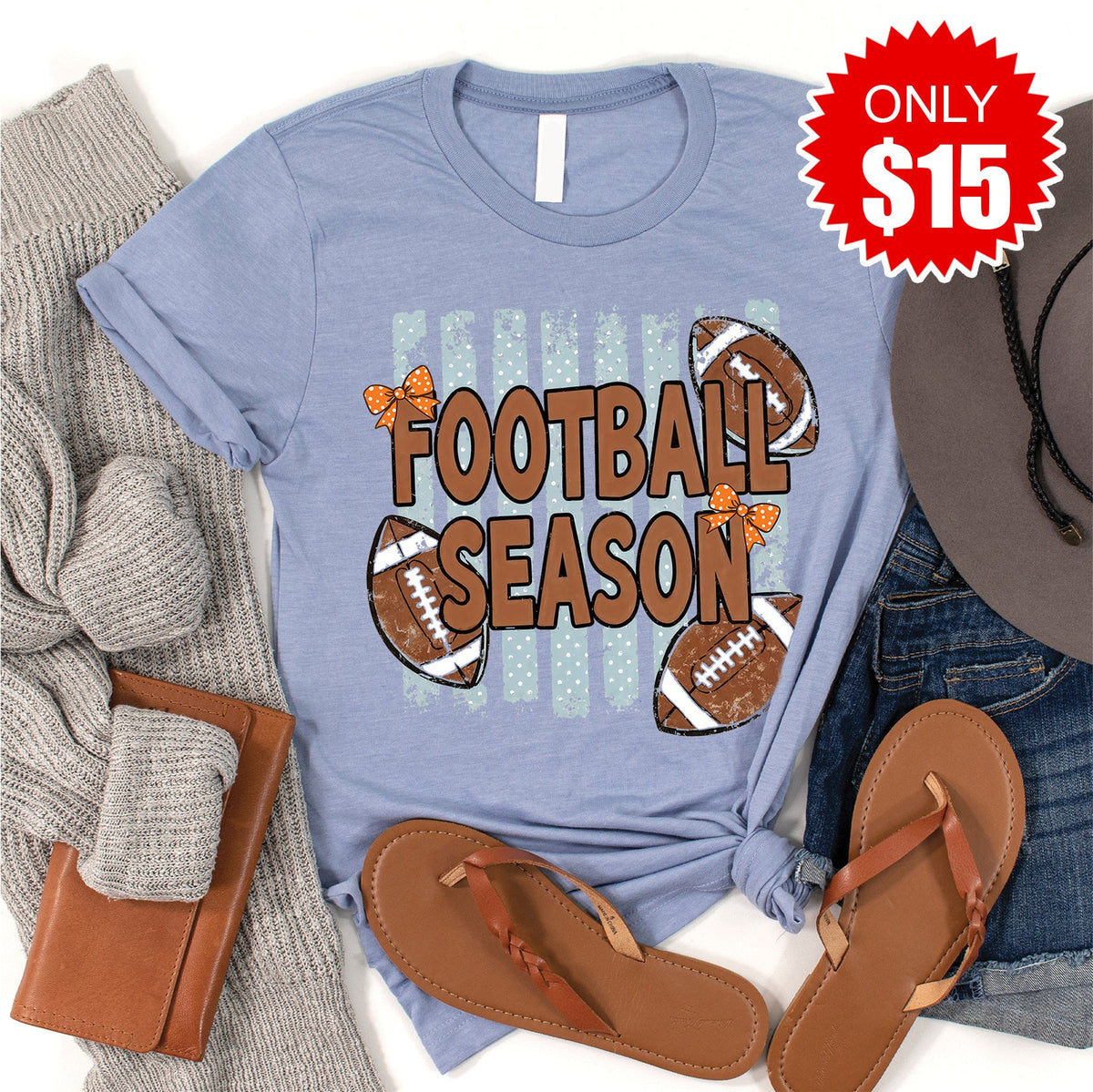 Football Season Tee - Heather Blue - 15 product image 1