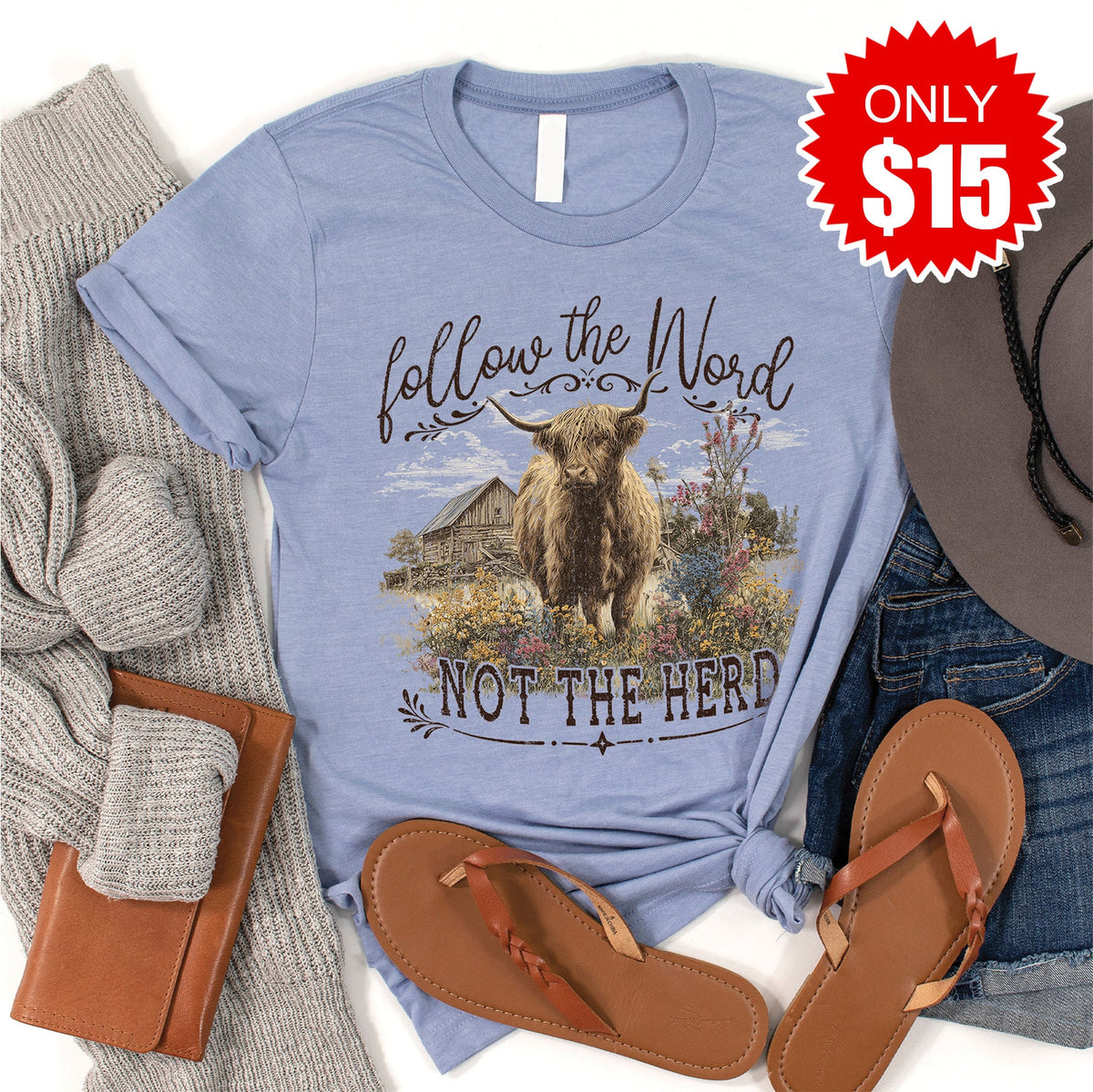 Follow the Word Tee - Heather Blue - 15 product image 1