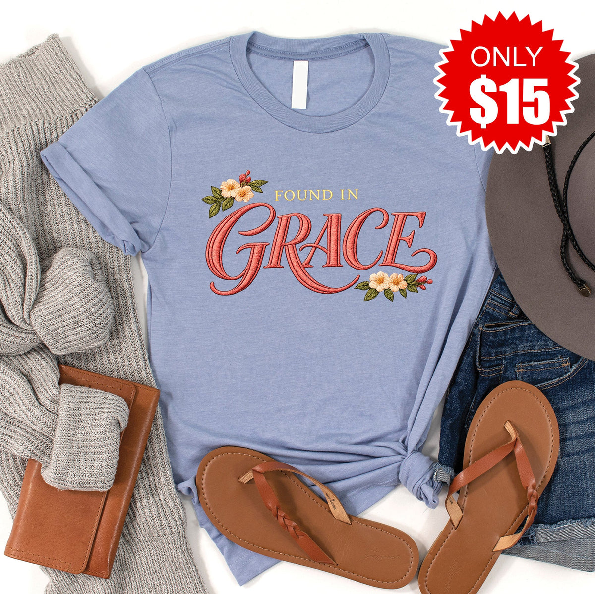 Found In Grace Tee - Heather Blue - 15 product image 1