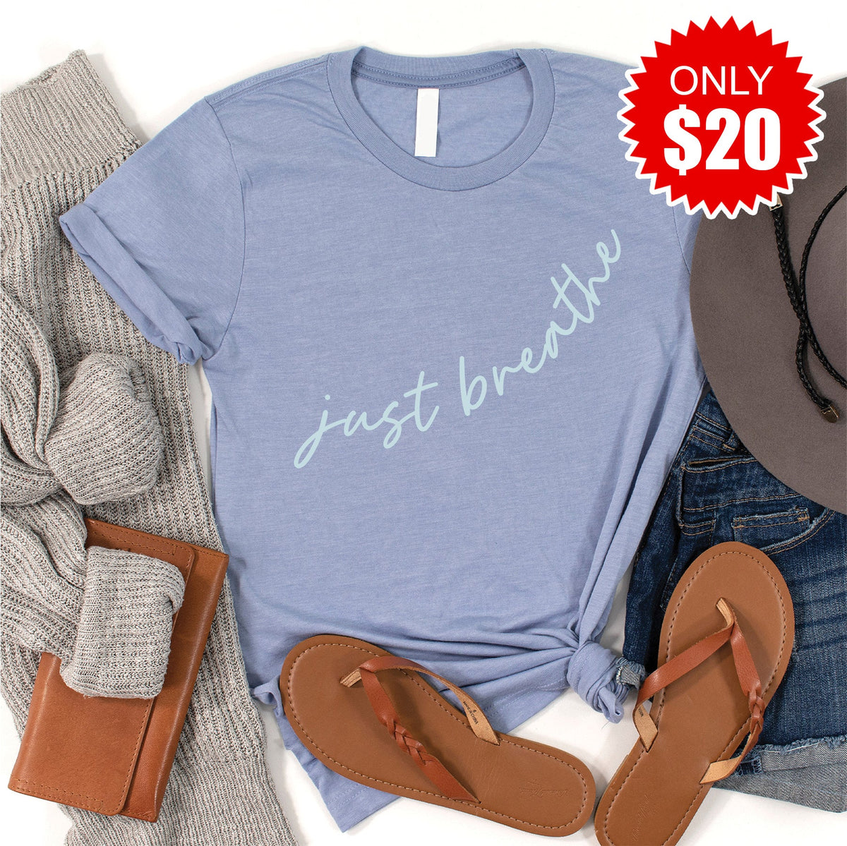 Just Breathe Tee - Heather Blue - 15 product image 1