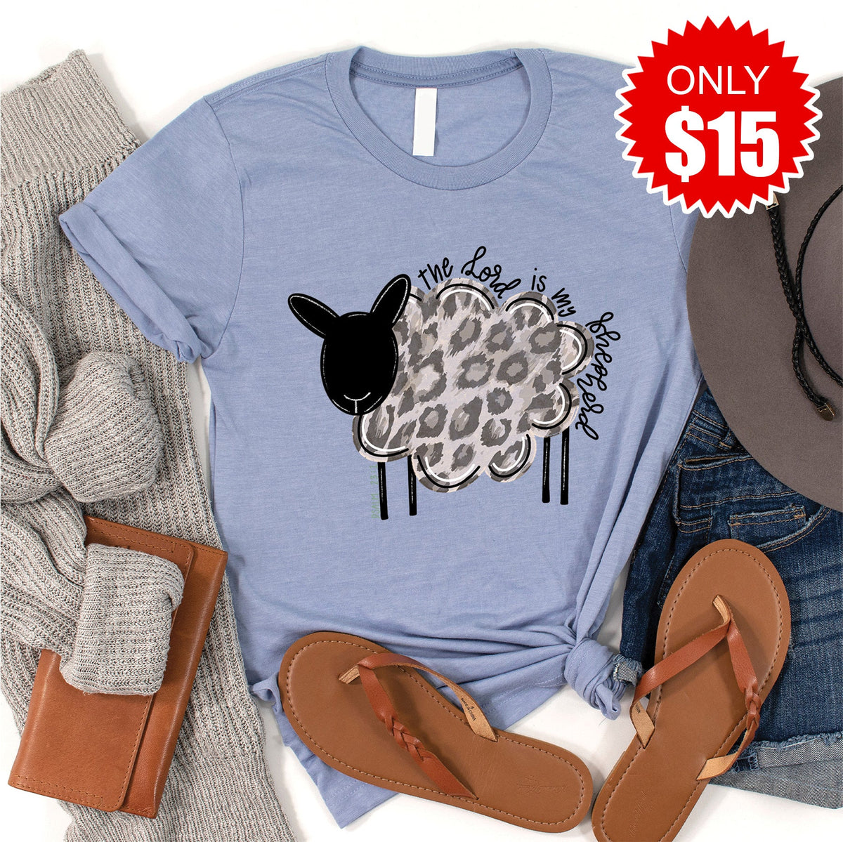 The Lord is My Shepherd Tee - Heather Blue - 15 product image 1