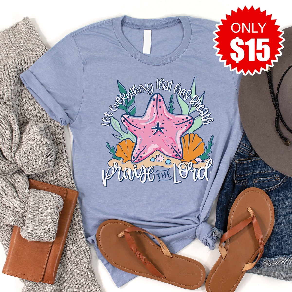 Praise the Lord Tee - Heather Blue - 15 product image 1