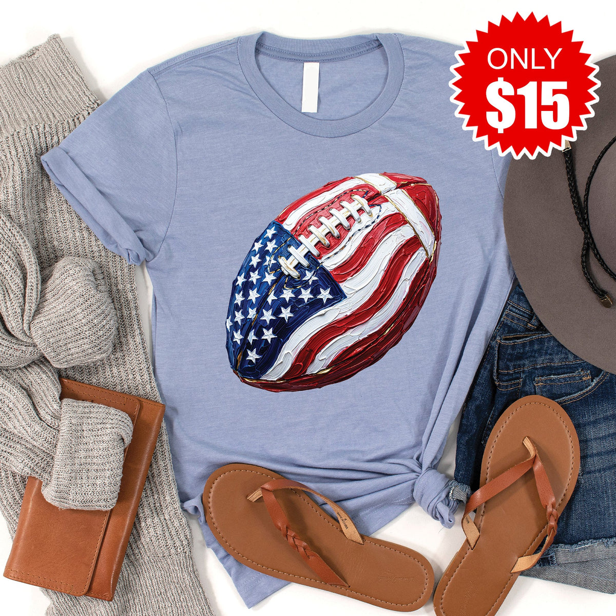 Football Flag Tee - Heather Blue - 15 product image 1