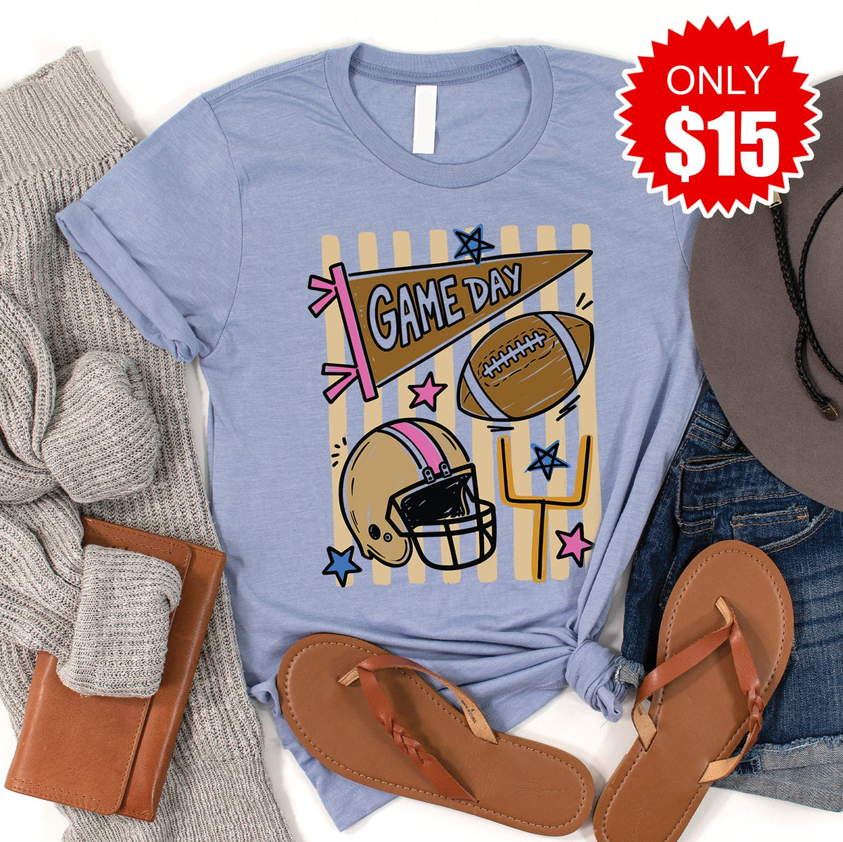 Game Day Stripes Tee - Heather Blue - 15 product image 1