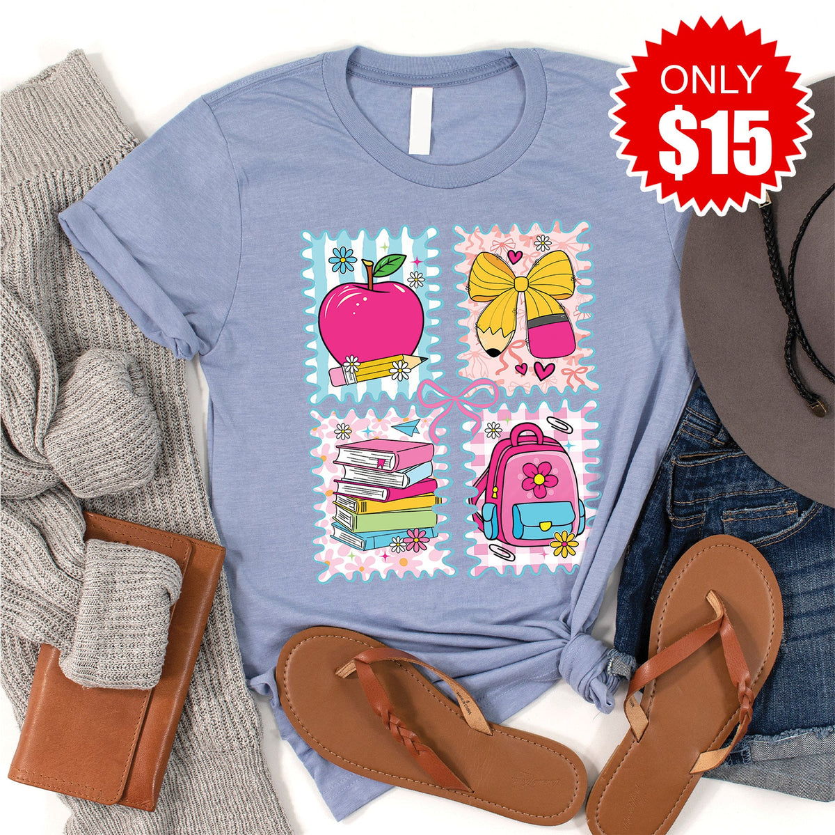 Back To School Tee - Heather Blue - 15 product image 1