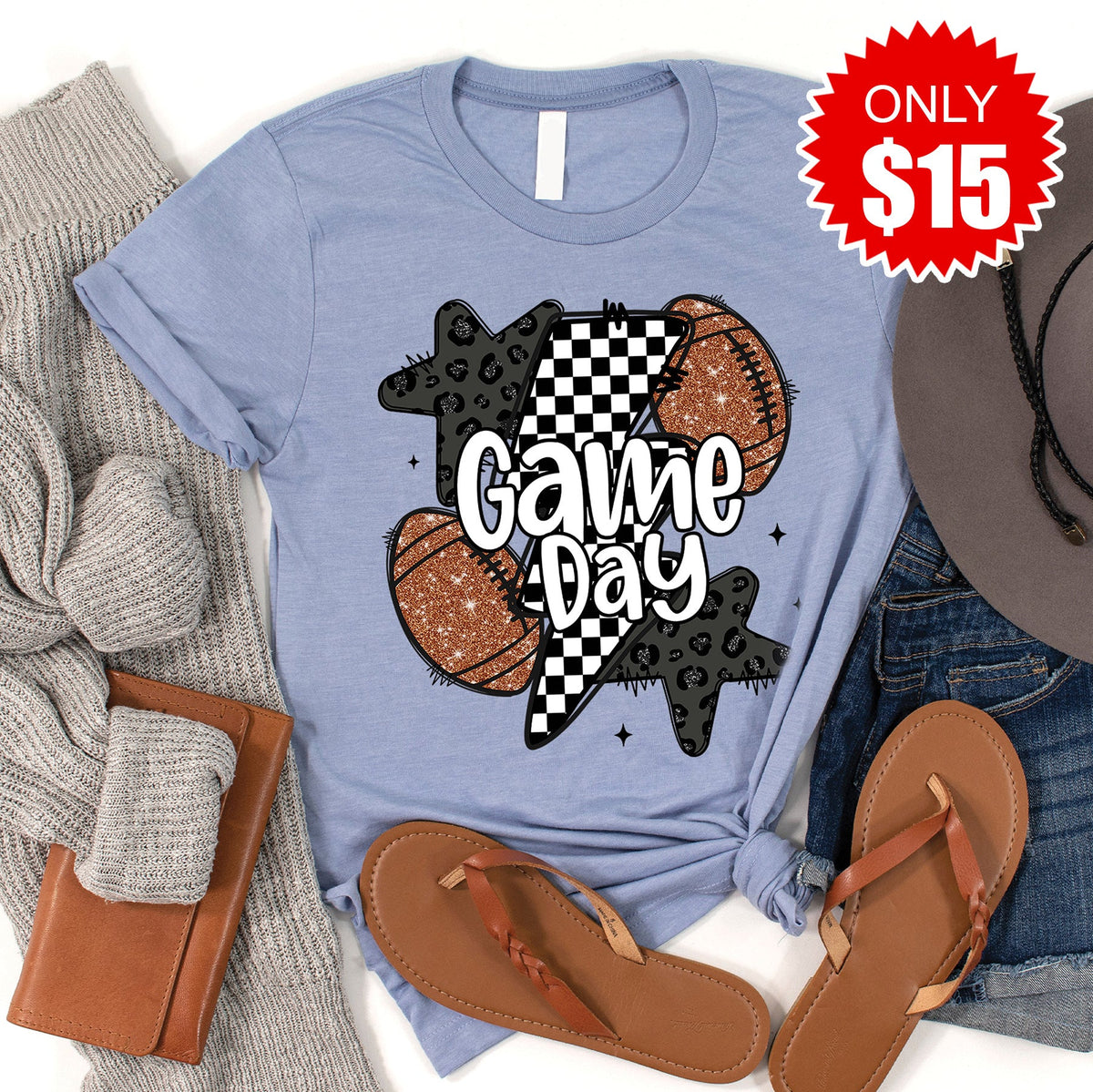 Game Day Retro Tee - Heather Blue - 15 product image 1