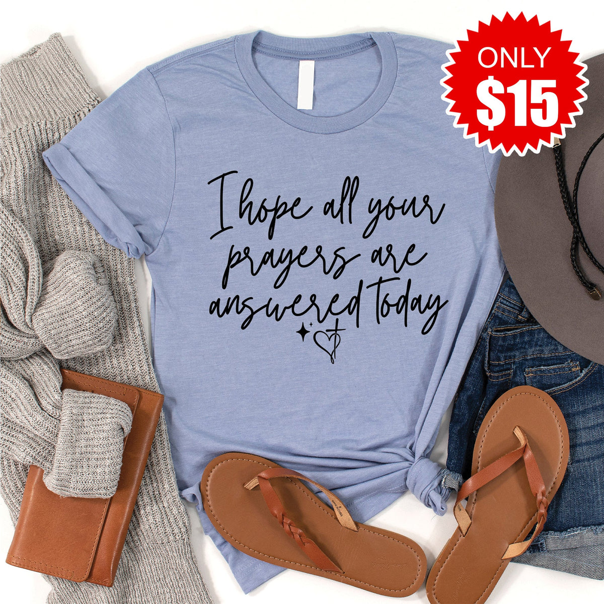 Prayers Tee - Heather Blue - 15 product image 1
