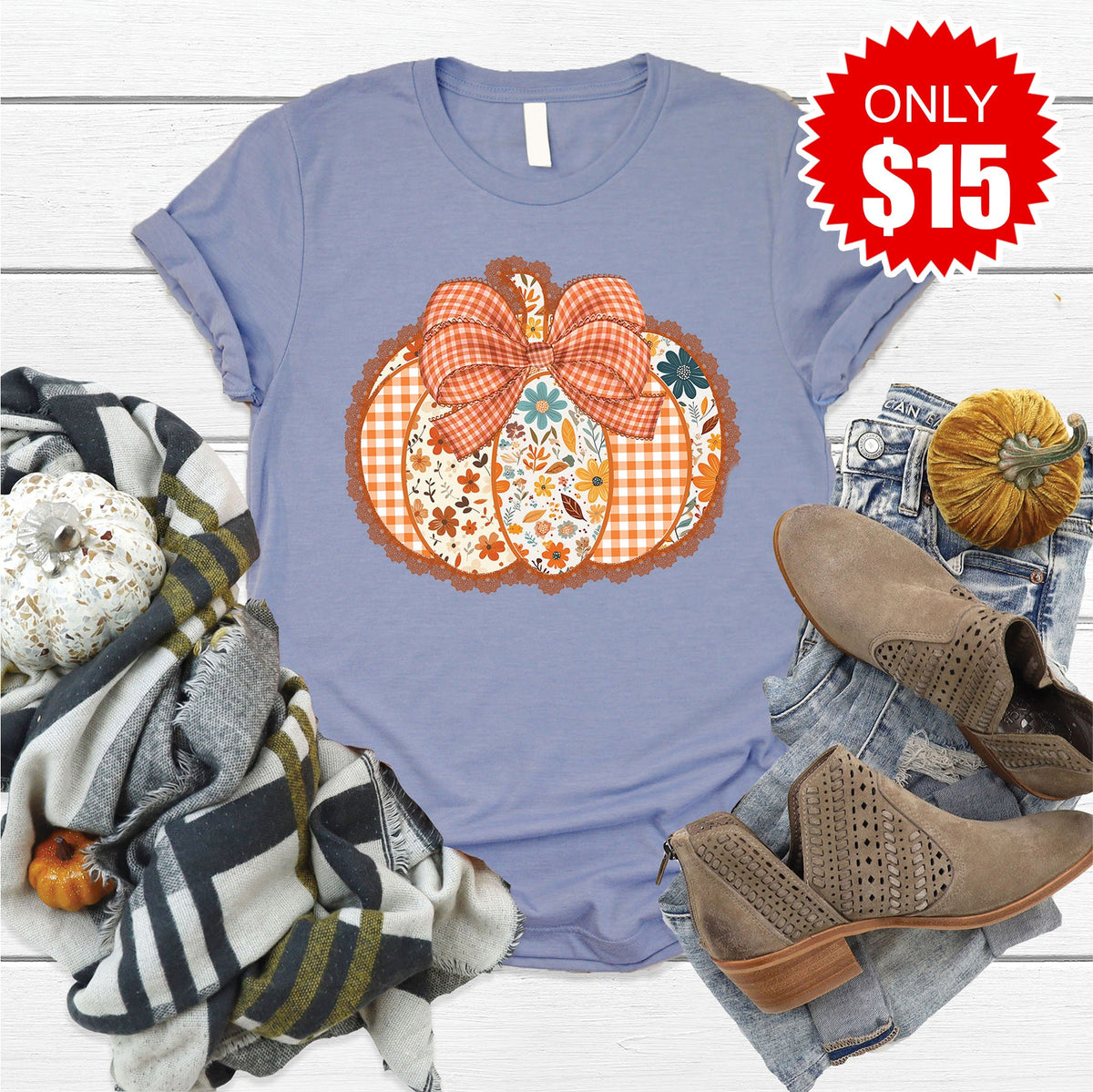 Pumpkin Tee - Heather Blue - 15 product image 1