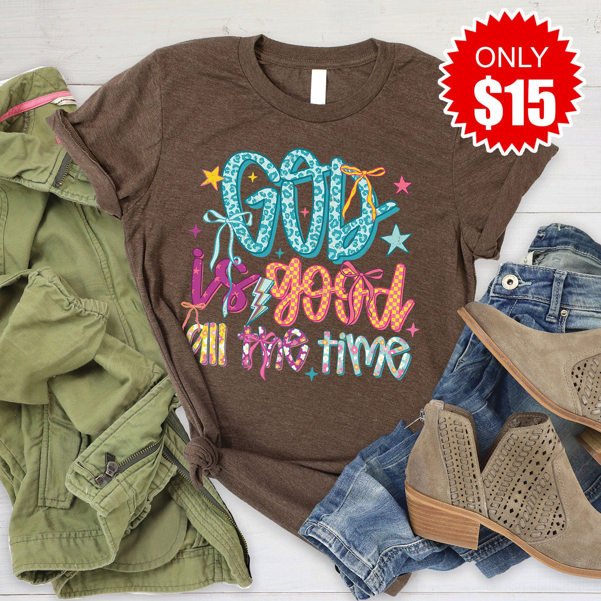 God Is Good Tee - Heather Brown - 15 product image 1