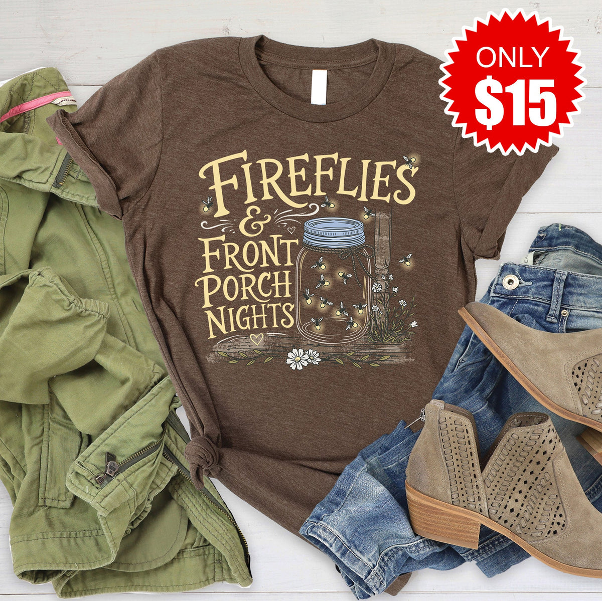 Fireflies Tee - Heather Brown - 15 product image 1