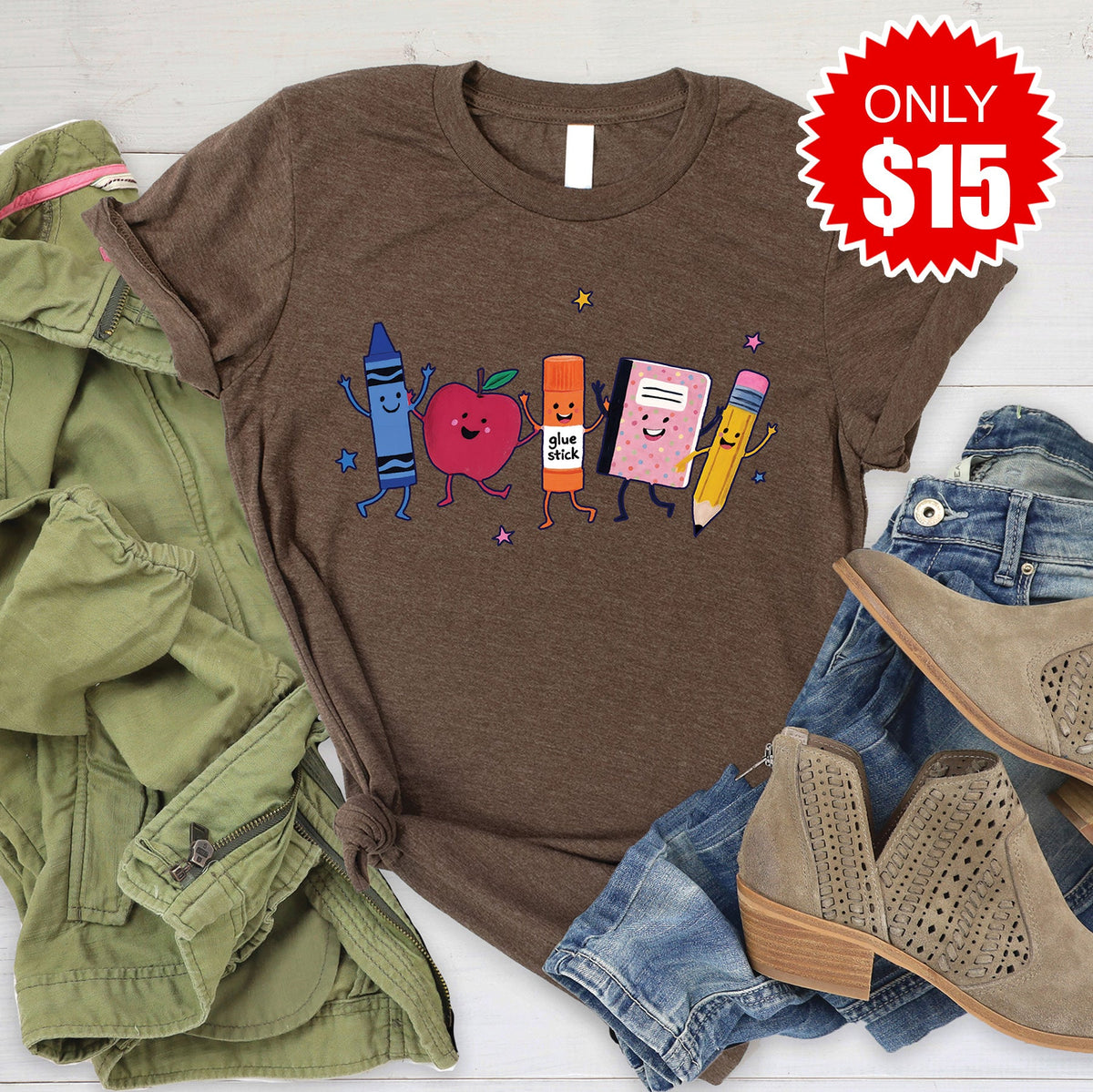 School Supplies Tee - Heather Brown - 15 product image 1