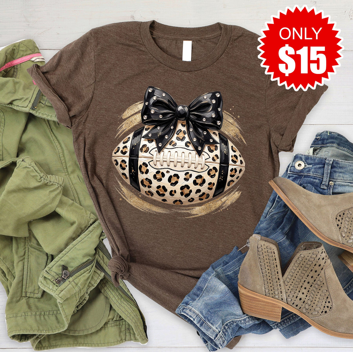 Football Leopard Tee - Heather Brown - 15 product image 1