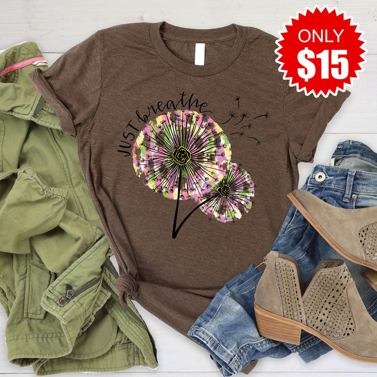 Just Breathe Tee - Heather Brown - 15 product image 1