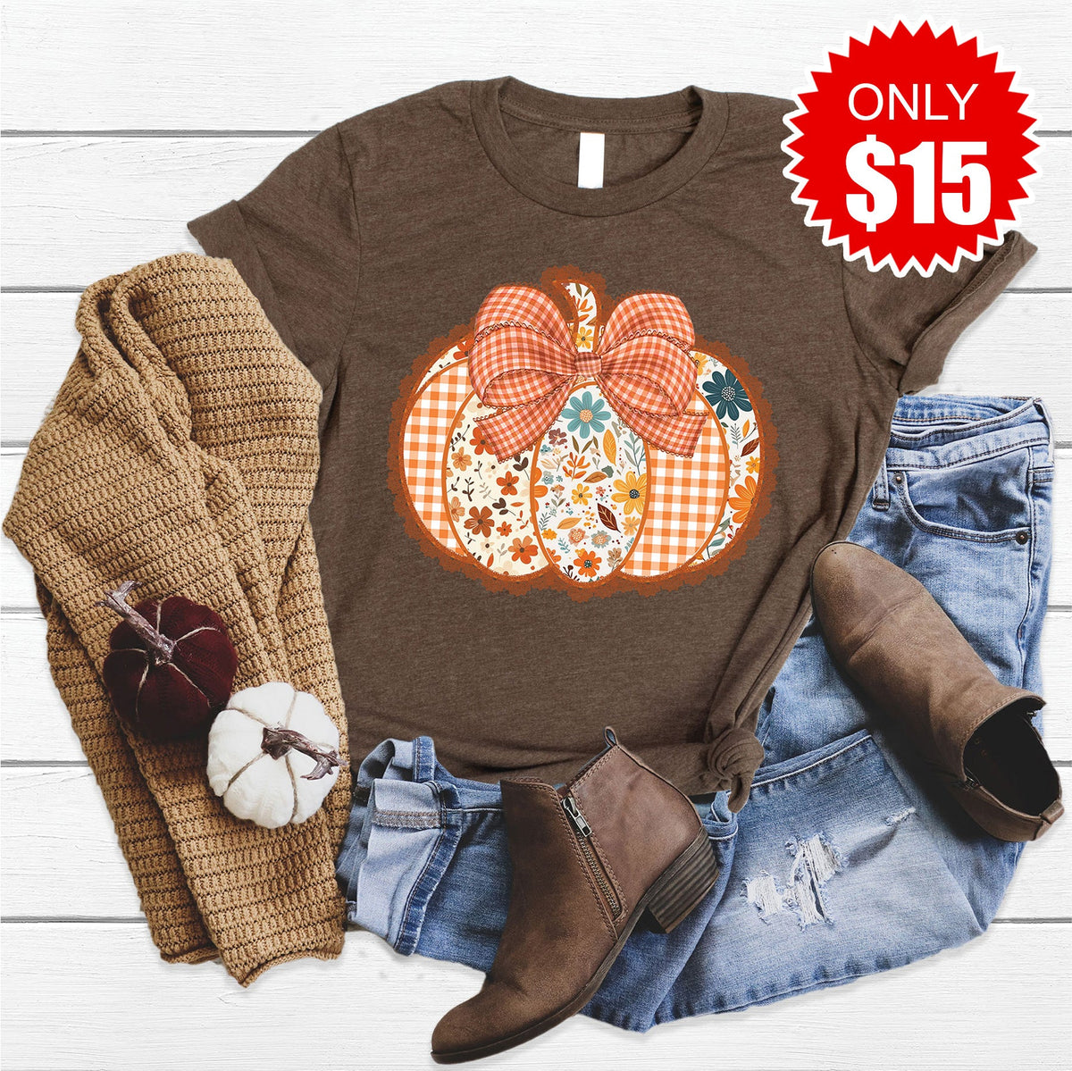 Pumpkin Tee - Heather Brown - 15 product image 1