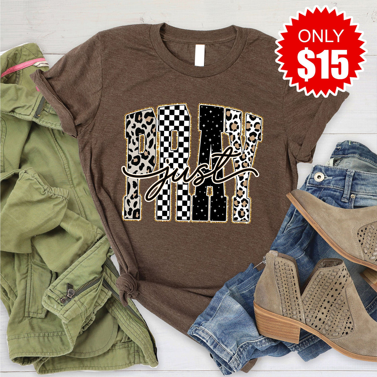 Just Pray Tee - Heather Brown - 15 product image 1