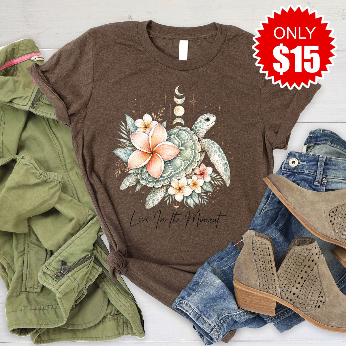 Live In The Moment Tee - Heather Brown - 15 product image 1