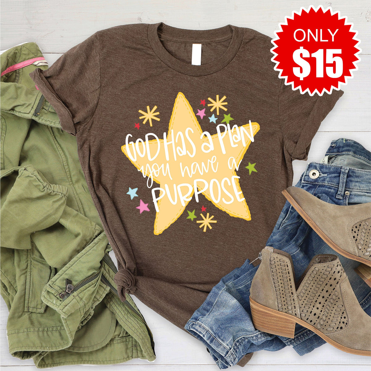 God Has A Plan Tee - Heather Brown - 15 product image 1