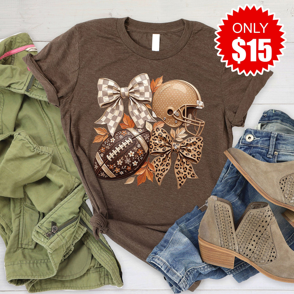 Football Tee - Heather Brown - 15 product image 1