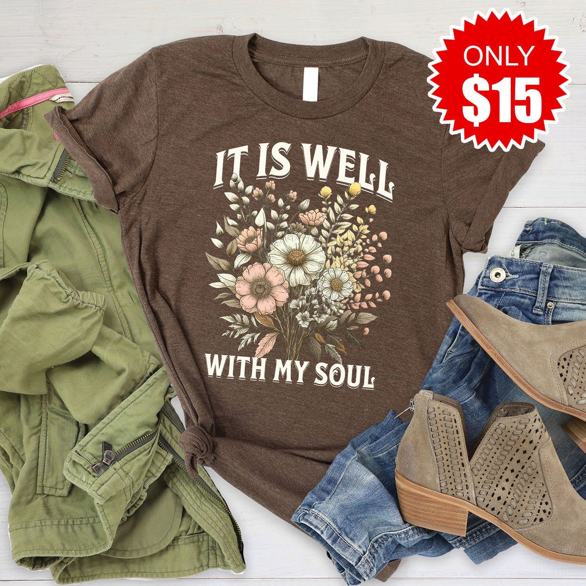 It Is Well Tee - Heather Brown - 15 product image 1