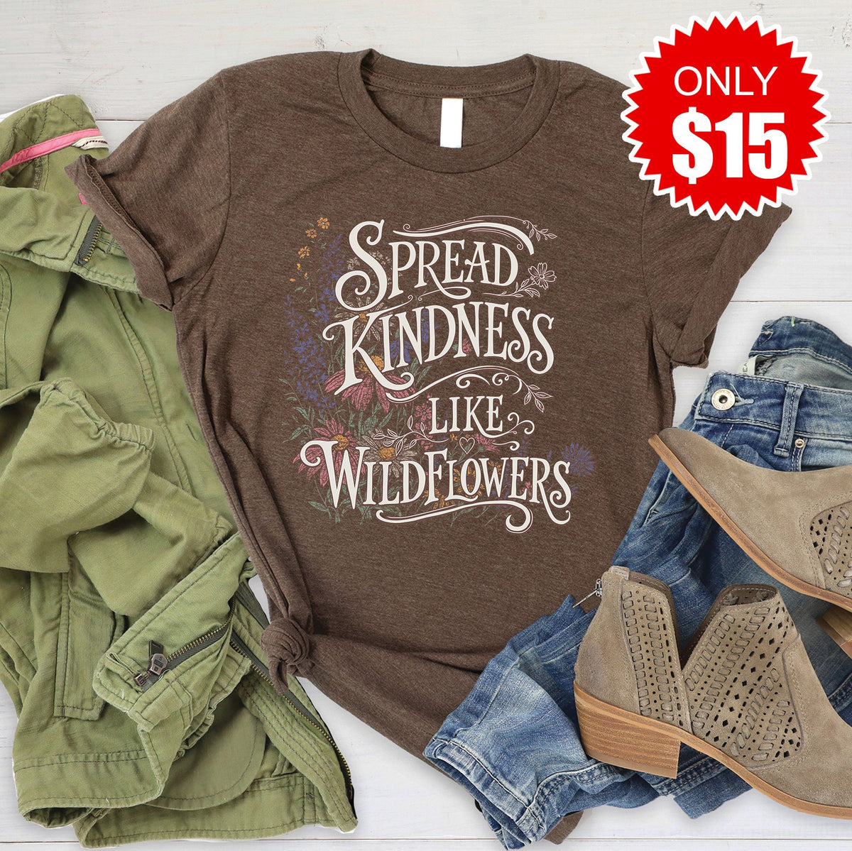 Wildflowers Tee - Heather Brown - 15 product image 1