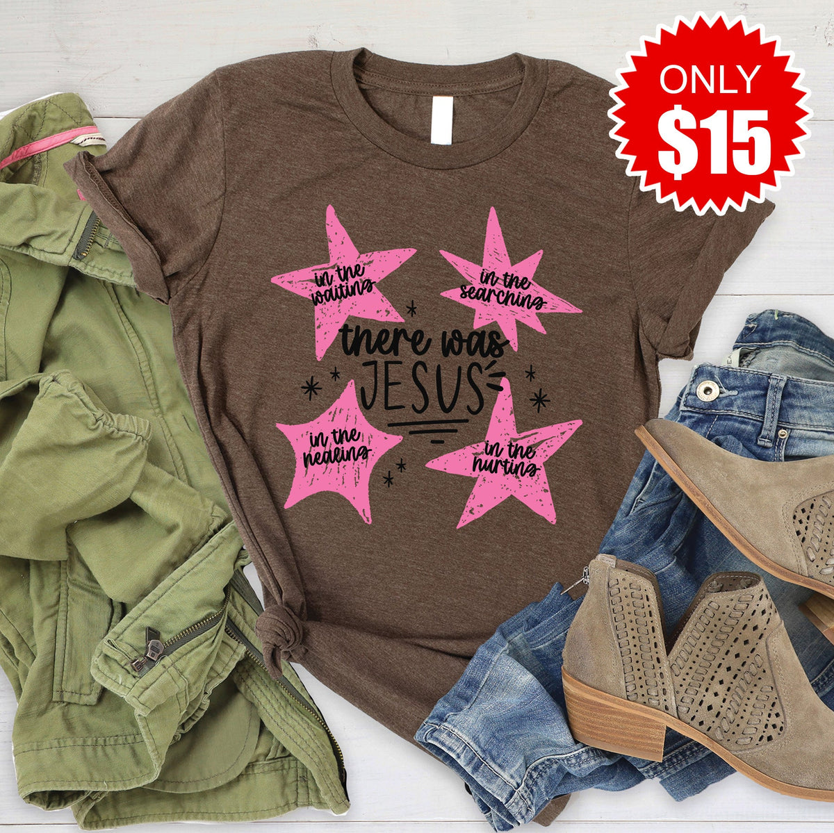 There Was Jesus Tee - Heather Brown - 15 product image 1