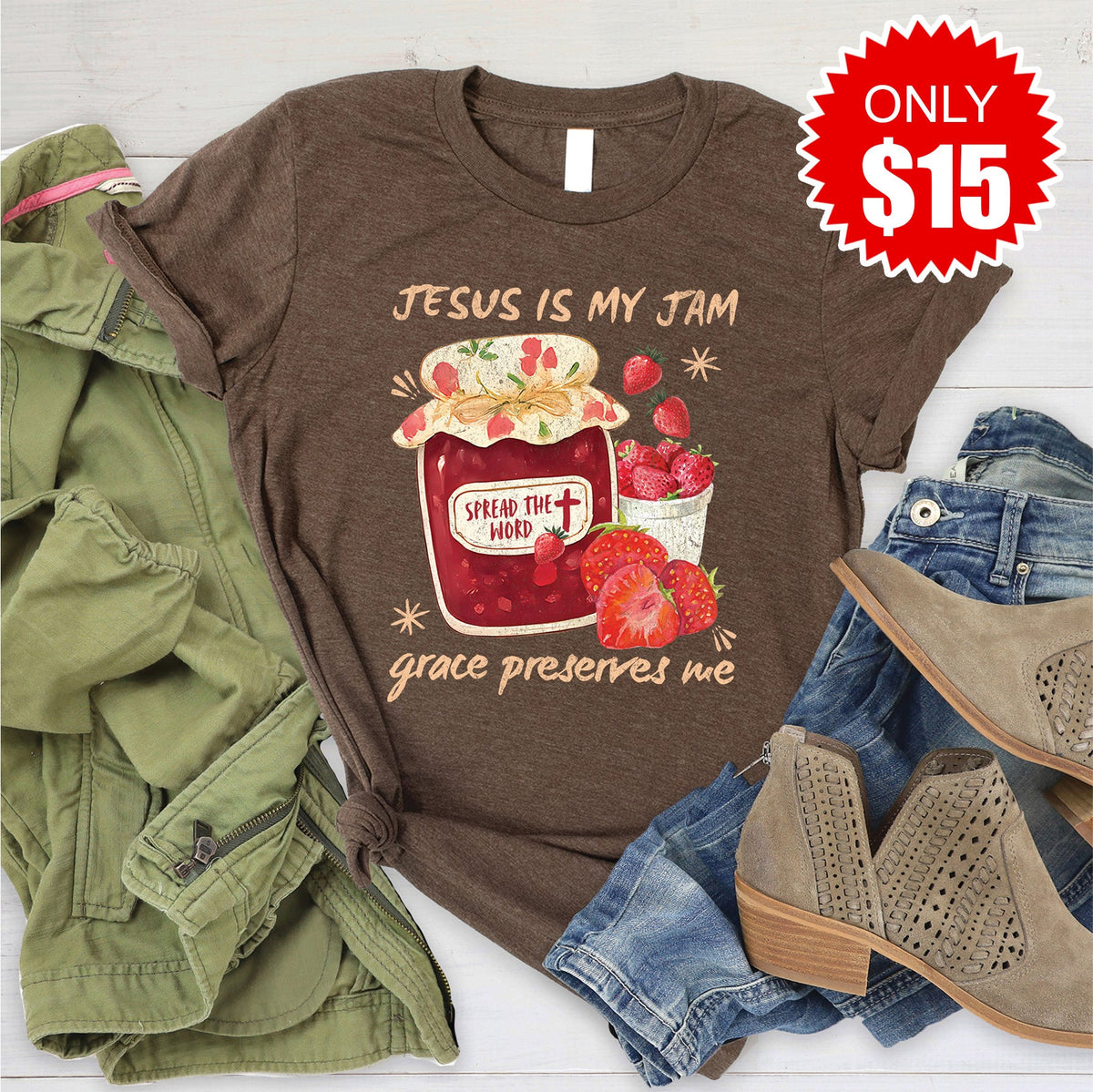 Jesus is My Jam Tee - Heather Brown - 15 product image 1