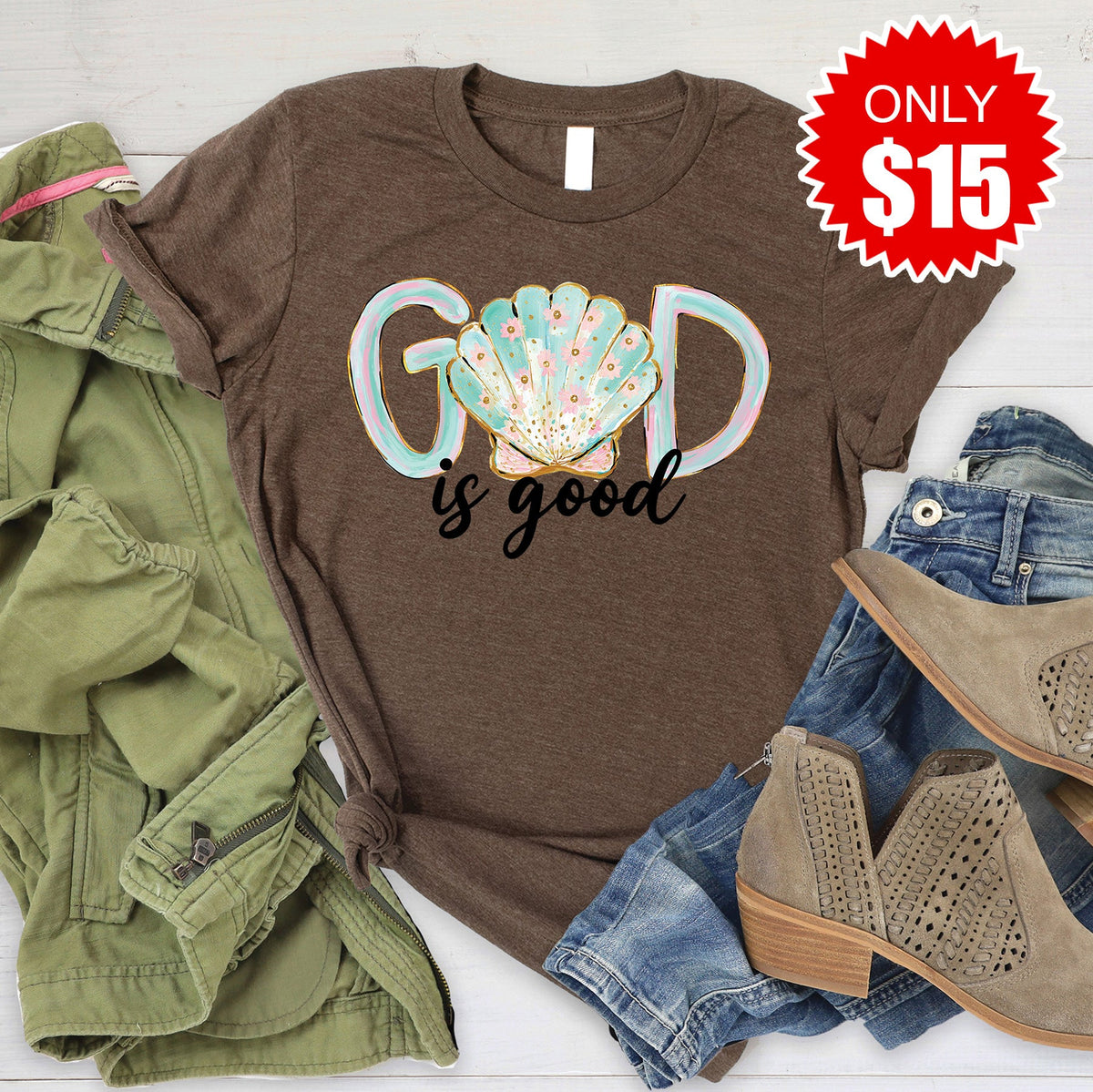 God is Good Tee - Heather Brown - 15 product image 1