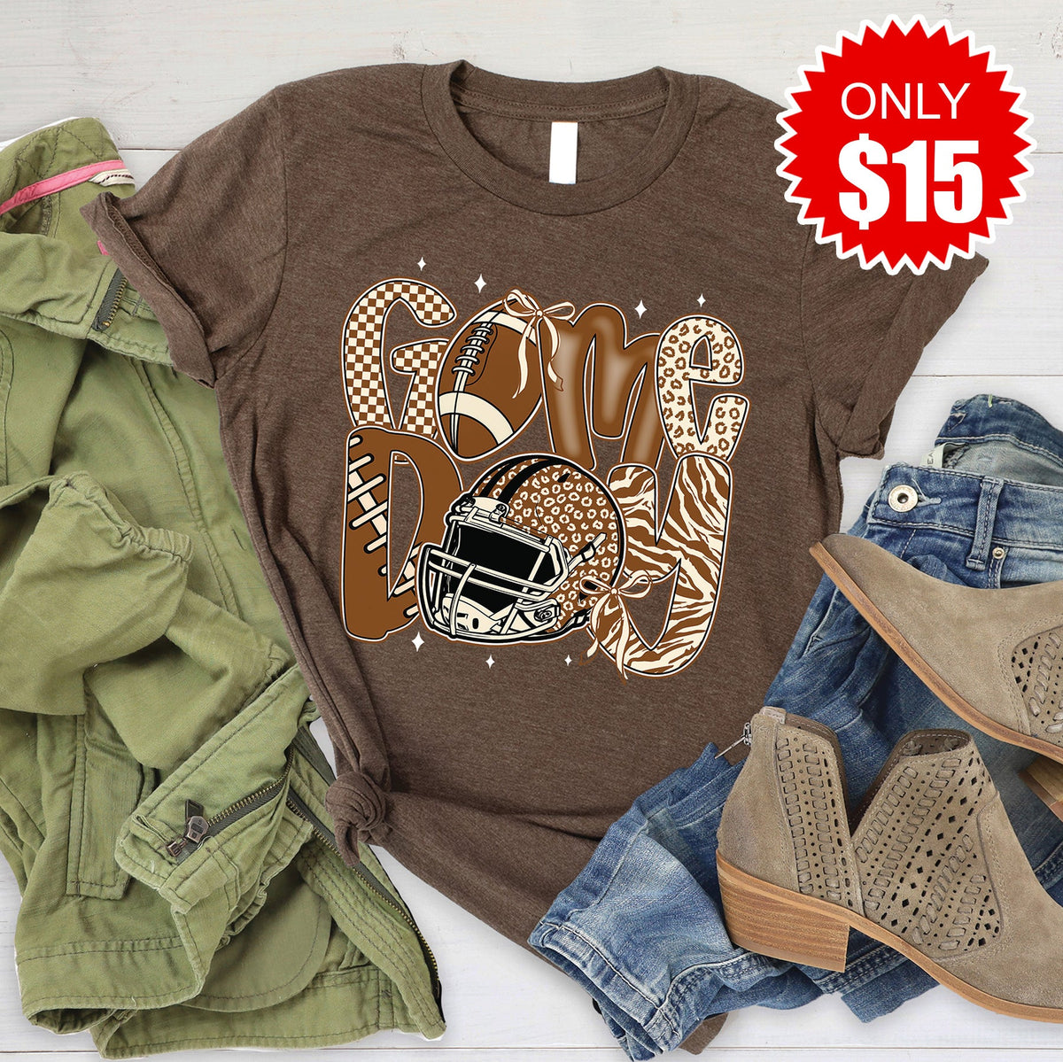 Game Day Leopard Tee - Heather Brown - 15 product image 1