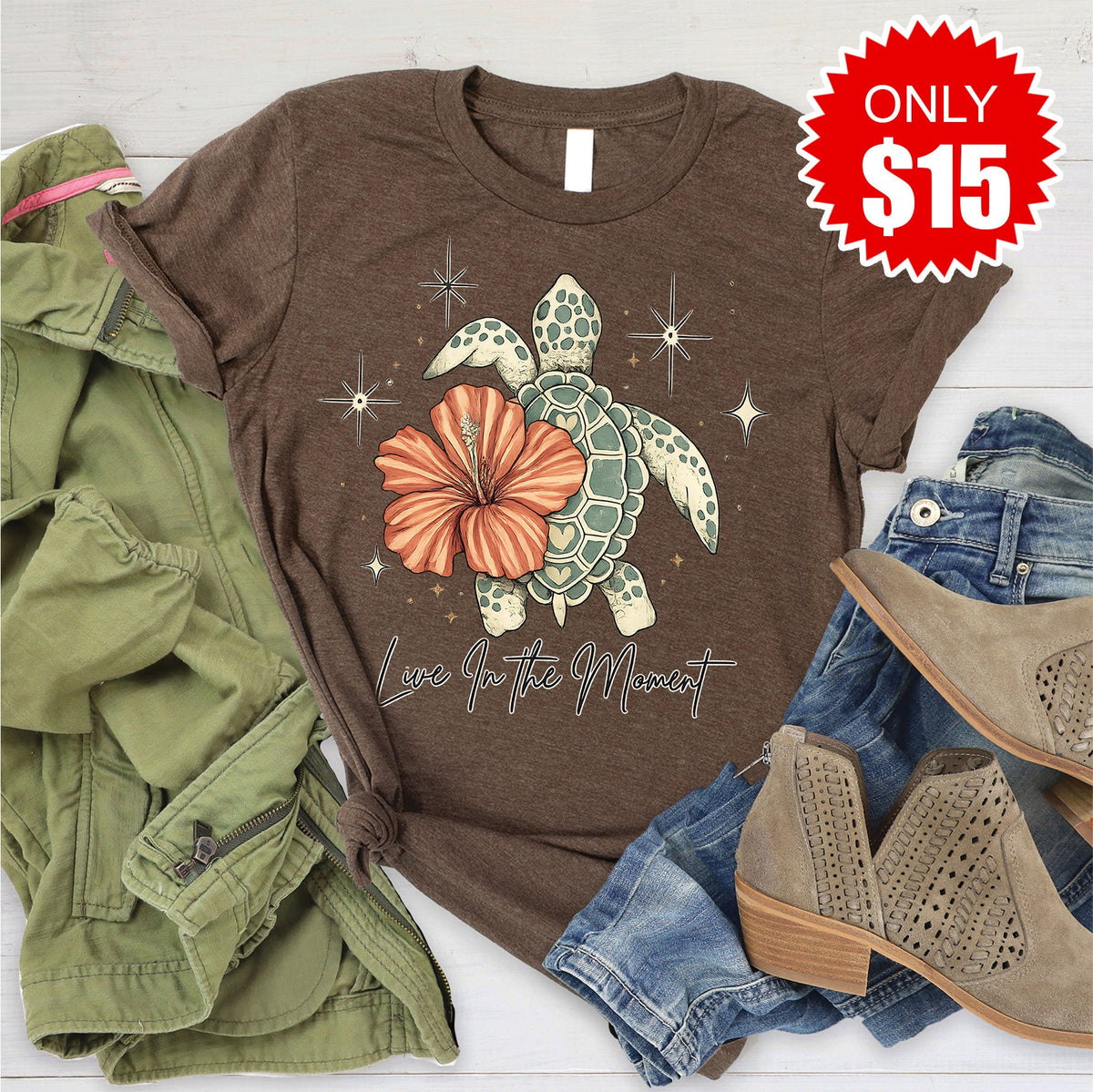 Live In The Moment Tee - Heather Brown - 15 product image 1