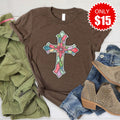 Stained Glass Cross Tee - Heather Brown - 15 product image 1