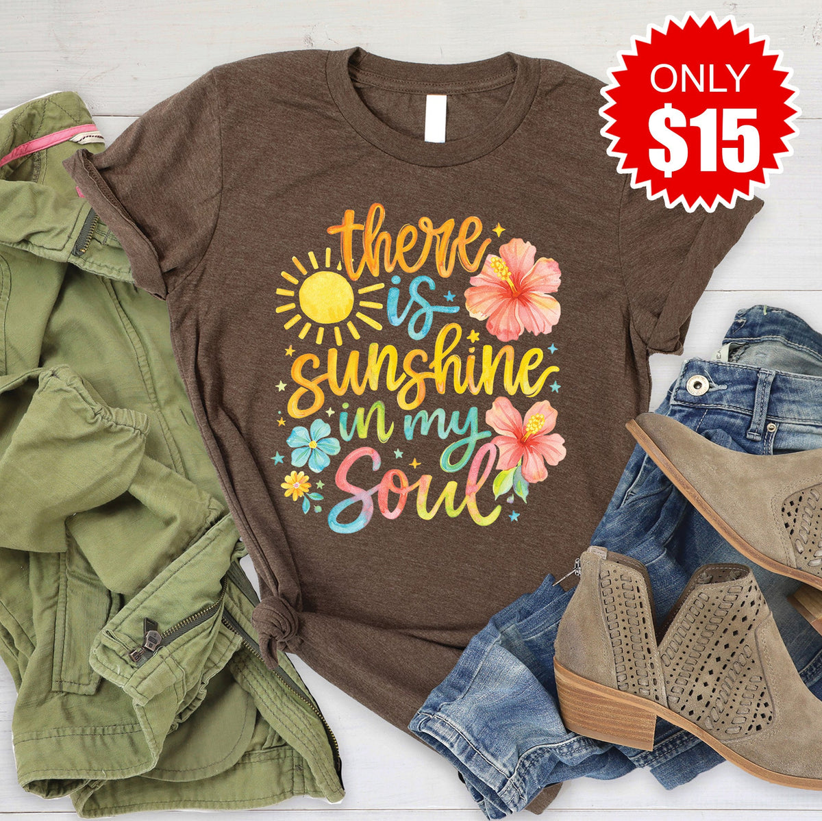 Sunshine In My Soul Tee - Heather Brown - 15 product image 1