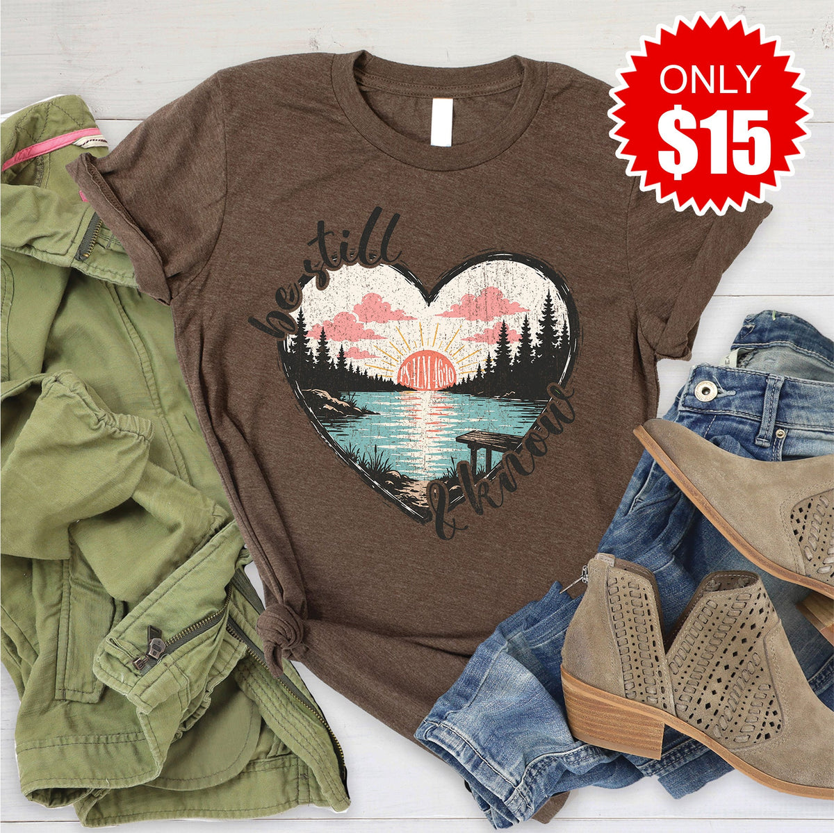 Be Still Lake Tee - Heather Brown - 15 product image 1