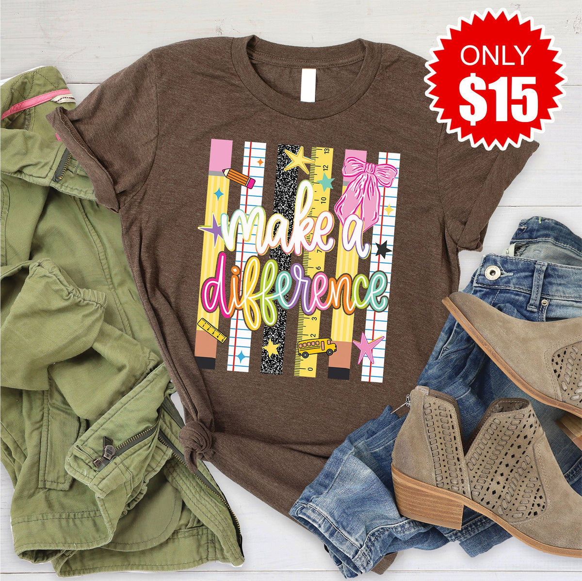 Make A Difference Tee - Heather Brown - 15 product image 1