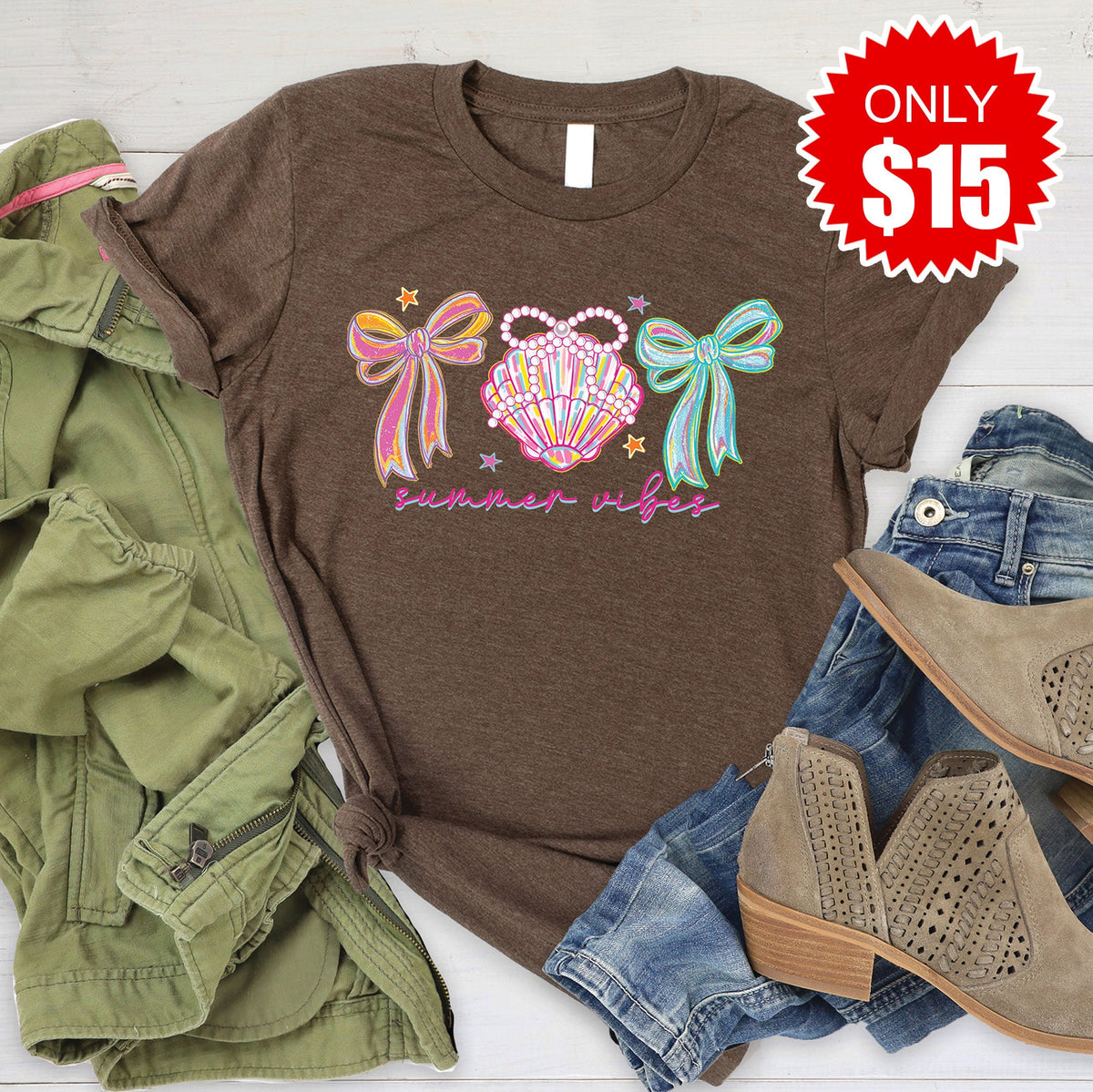 Summer Vibes Tee - Heather Brown - 15 product image 1