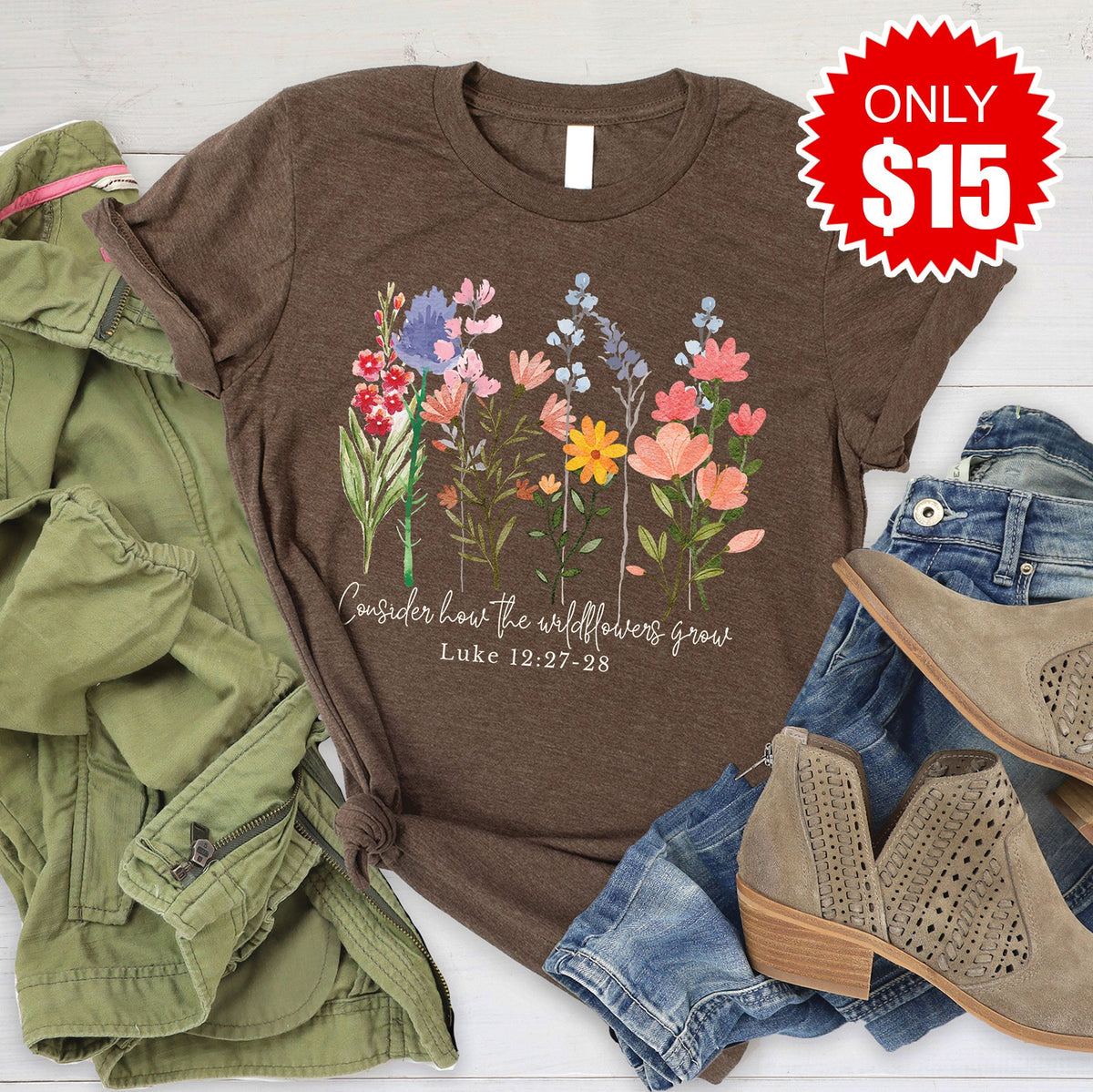 Wild Flowers Grow Tee - Heather Brown - 15 product image 1