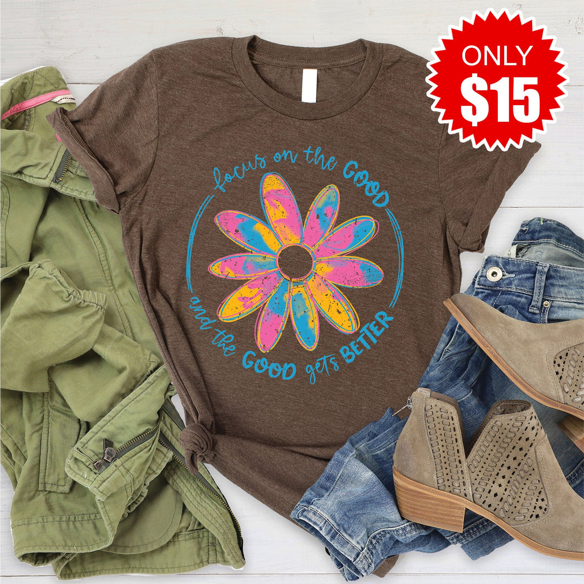 Focus On The Good Tee - Heather Brown - 15 product image 1