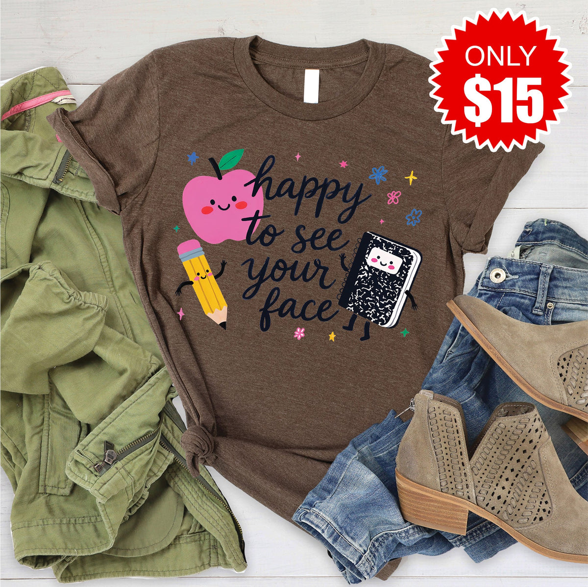 Happy To See You Tee - Heather Brown - 15 product image 1