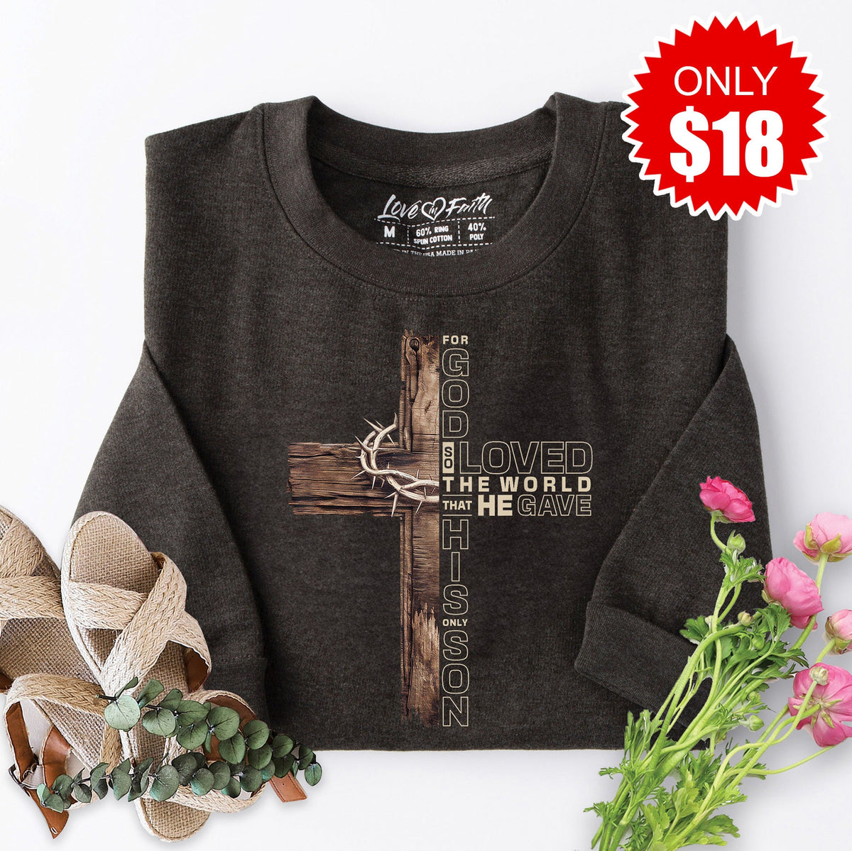John 3:16 Sweatshirt - Heather Charcoal - 18