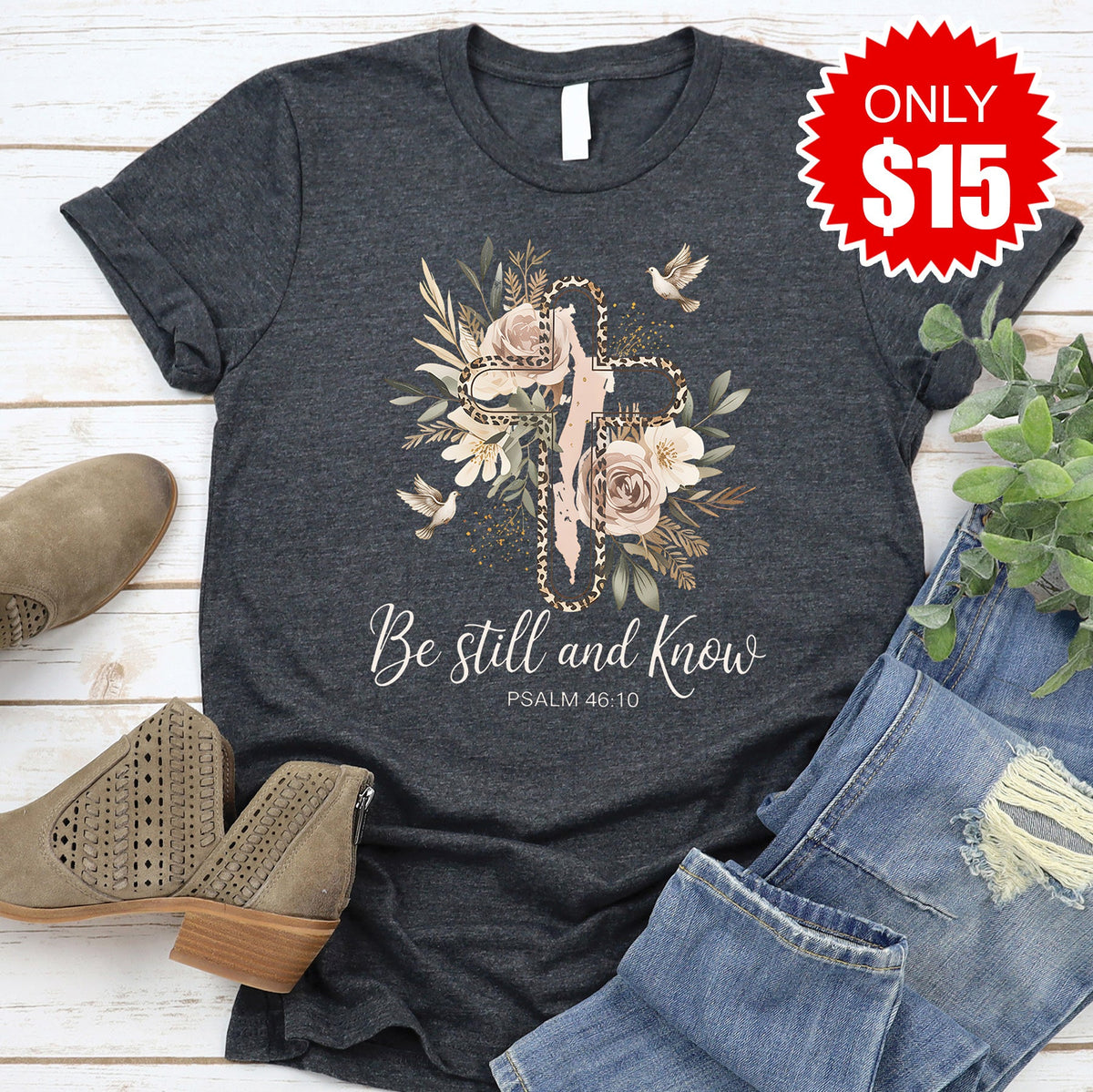 Be Still and Know Tee - Heather Charcoal - 15 product image 1