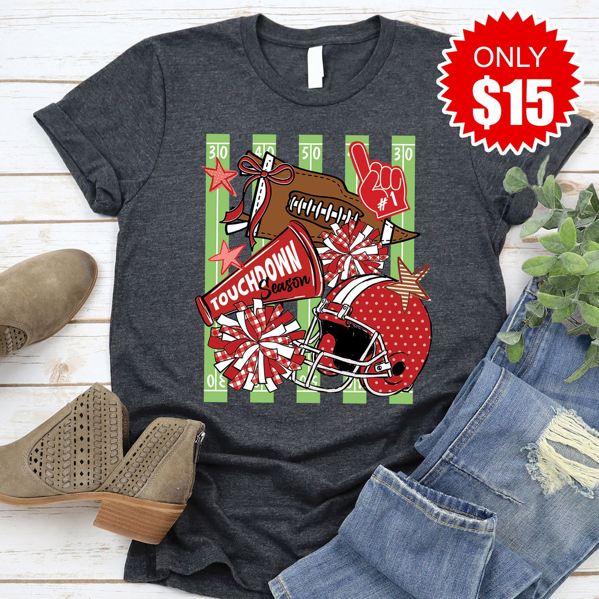 Touchdown Season Tee - Heather Charcoal - 15 product image 1