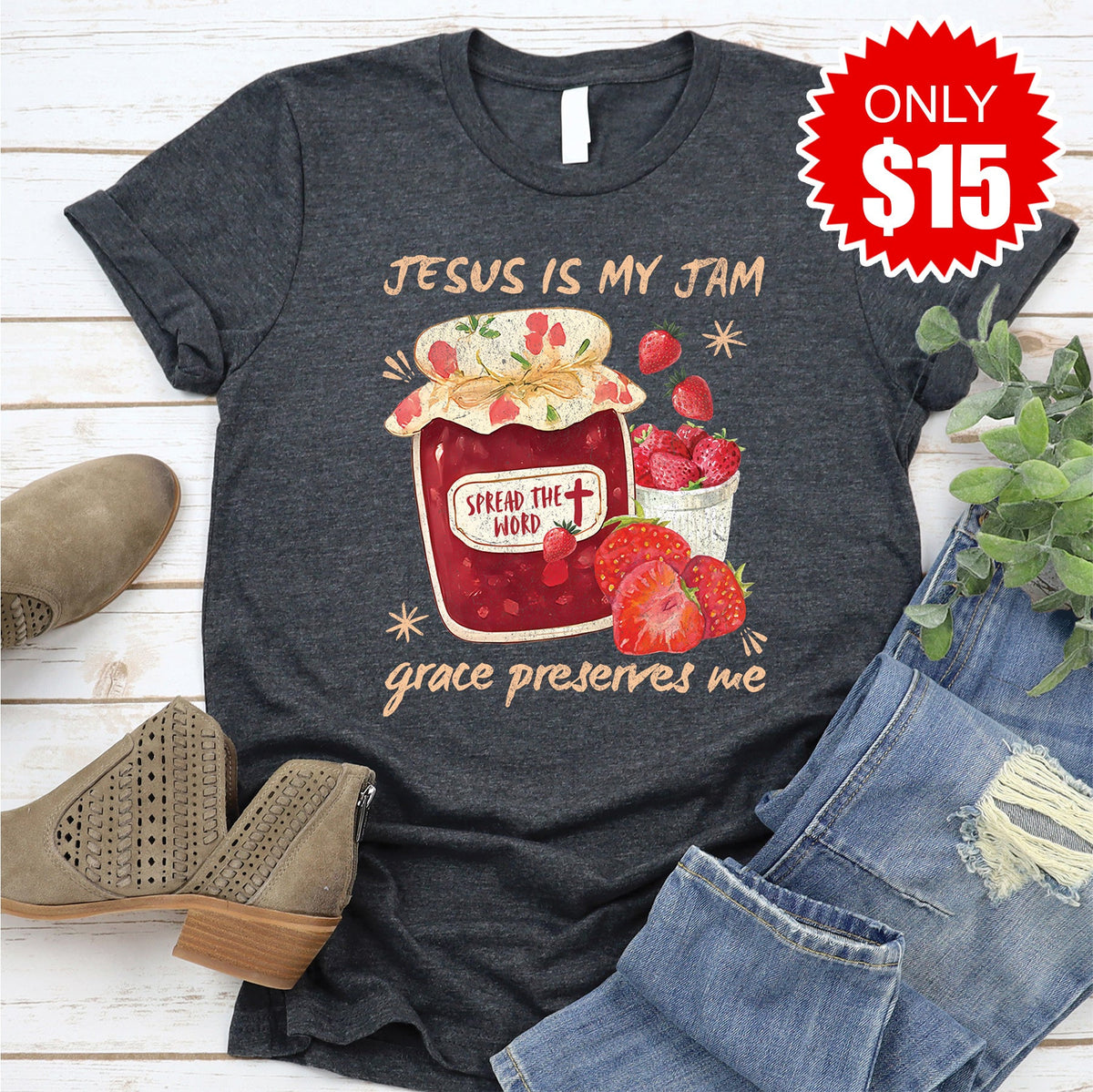 Jesus is My Jam Tee - Heather Charcoal - 15 product image 1