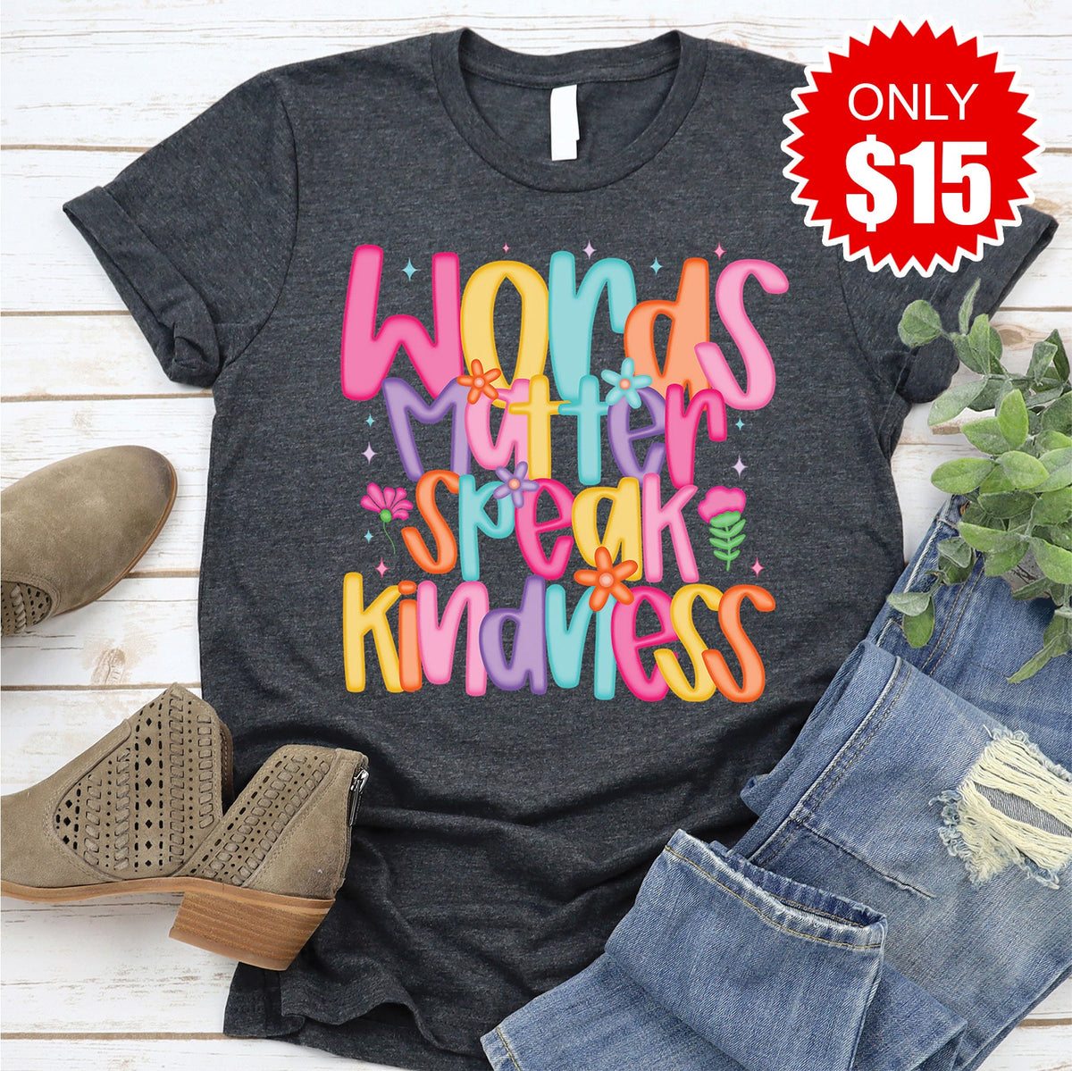 Words Matter Tee - Heather Charcoal - 15 product image 1