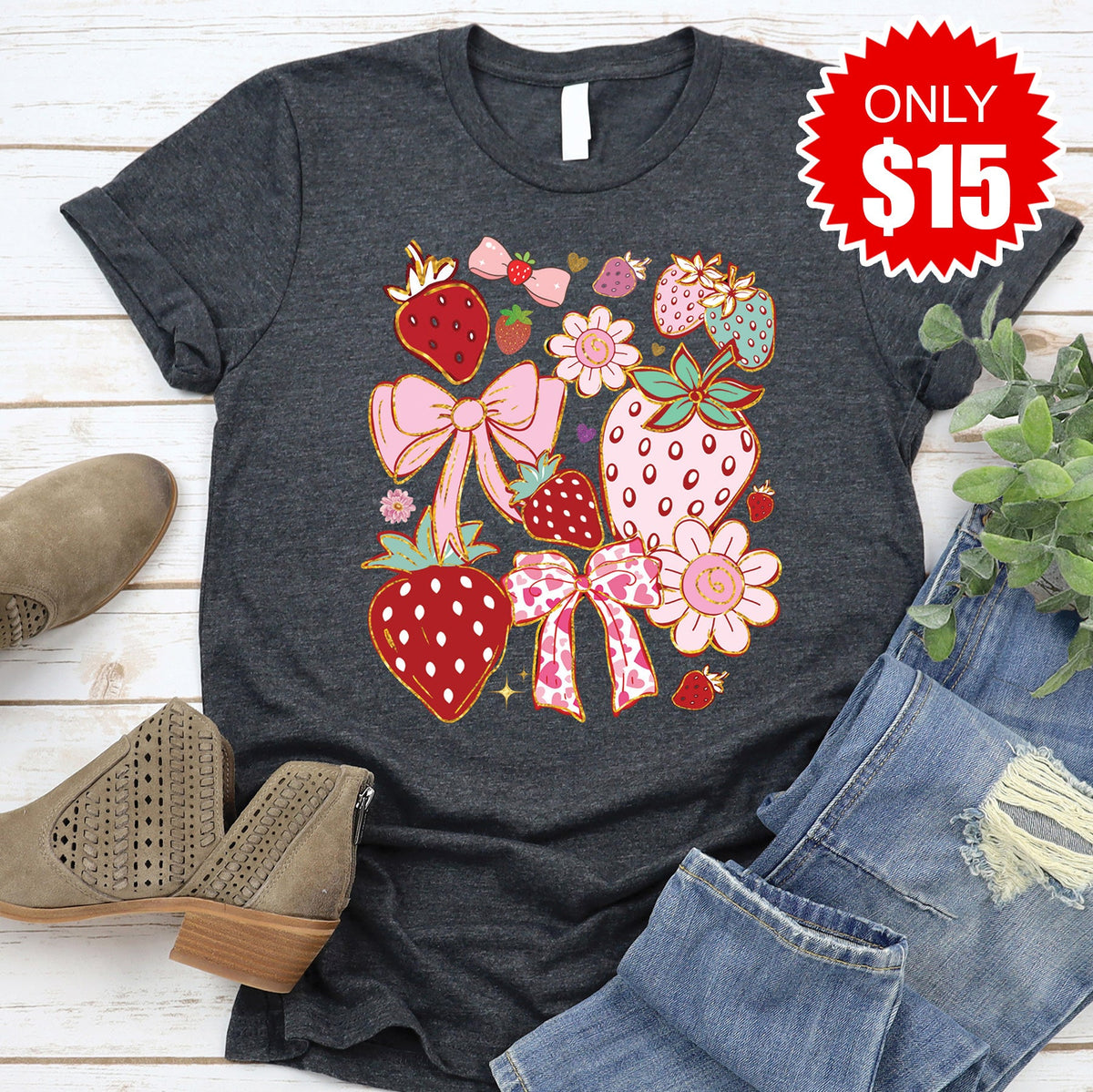 Strawberries Tee - Heather Charcoal - 15 product image 1