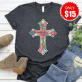 Stained Glass Cross Tee - Heather Charcoal - 15 product image 1